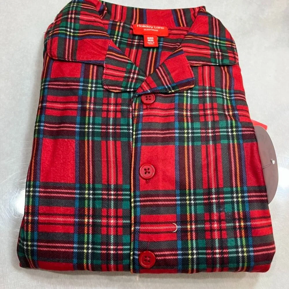 NEW Holiday Lane Kids Pajama Set 8 Brinkley Plaid Flannel